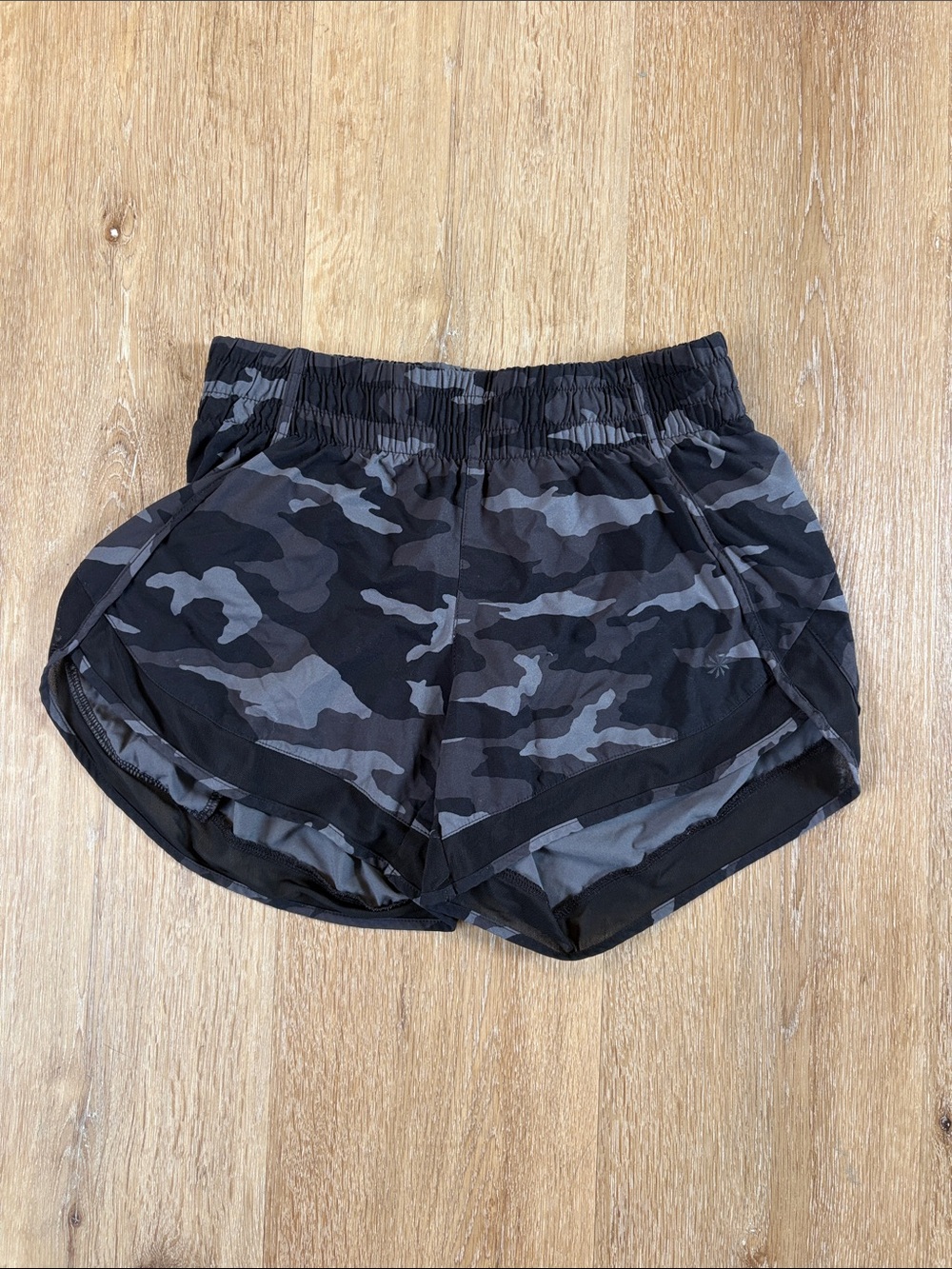 Athleta Black & Gray Camo Athletic Shorts